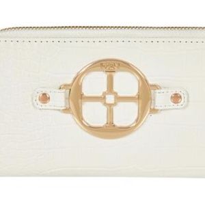 IMAN Global Chic Croco Embossed Zip-Around Wallet White Gold